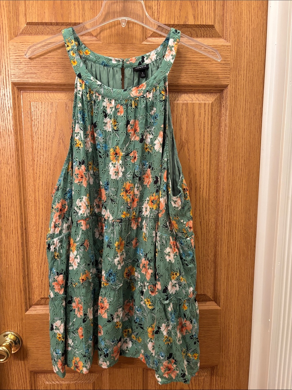 torrid Green Floral Eyelet Halter Swing Top